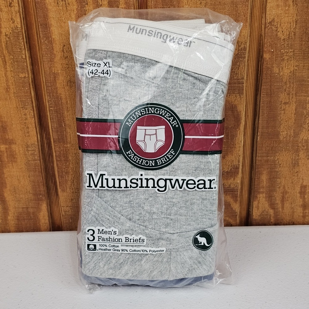 VTG 1997 Mungsingwear Men's 3pk Fashion Briefs Size XL 42-44 Gray Blue Red
